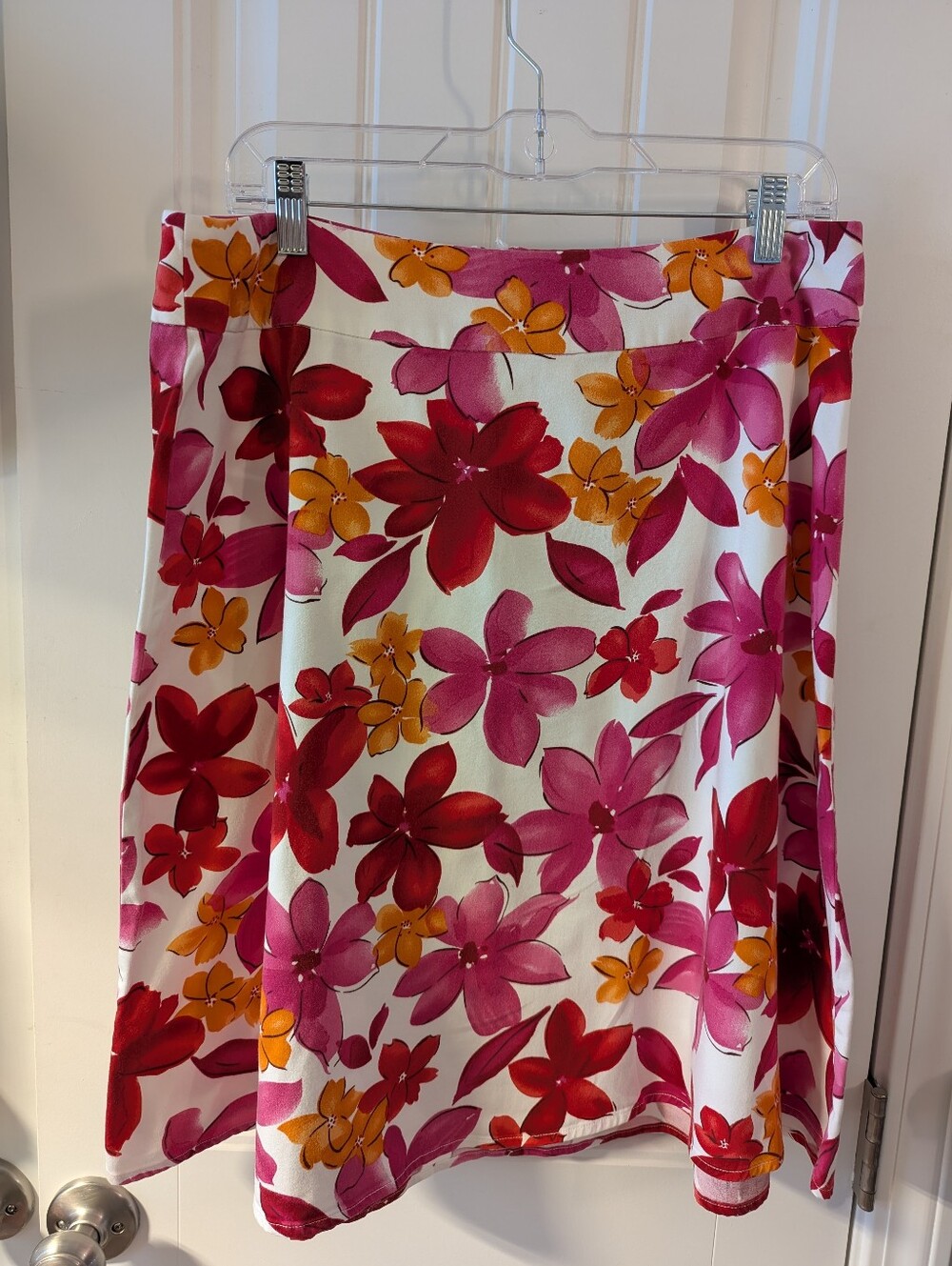 George Stretch Floral A-Line Skirt Size 14 Pink Tropical Spring Summer